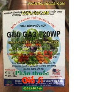 PHÂN BÓN PHỨC HỢP GIBB GA3- 20WP- Giúp Cây Phát Triển Mạnh- Cứng Cây- Chắc Hạt- Trái To