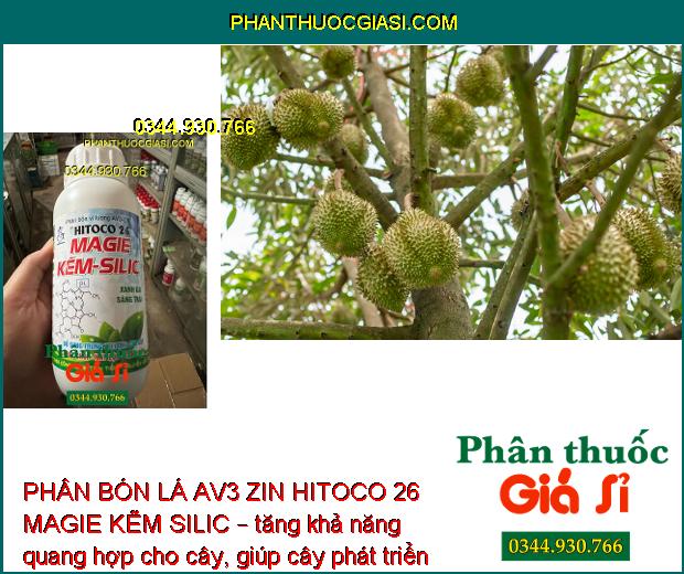 PHÂN BÓN LÁ AV3 ZIN HITOCO 26 MAGIE KẼM SILIC – Tăng Đề Kháng - Xanh LÁ - Sáng Trái